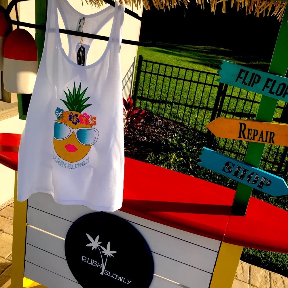 Rush Slowly women’s aloha pineapple tank top